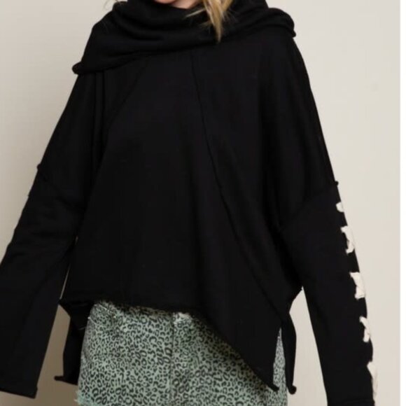POL Black Lace-Up Sleeve Hoodie Sweatshirt - Elements Unleashed - Picture 3 of 12